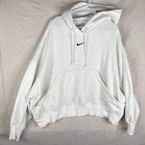Nike Phoenix Fleece Oversized Hoodie Center Swoosh Pullover Womens Large White